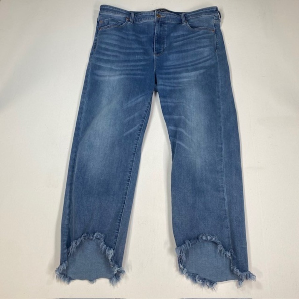 Liverpool Los Angeles Crop Flare Jeans 16 Sky View Frayed Step Hem LM7694F85